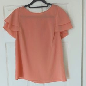 Banana Republic Peachy Coral Ruffle Sleeve Blouse